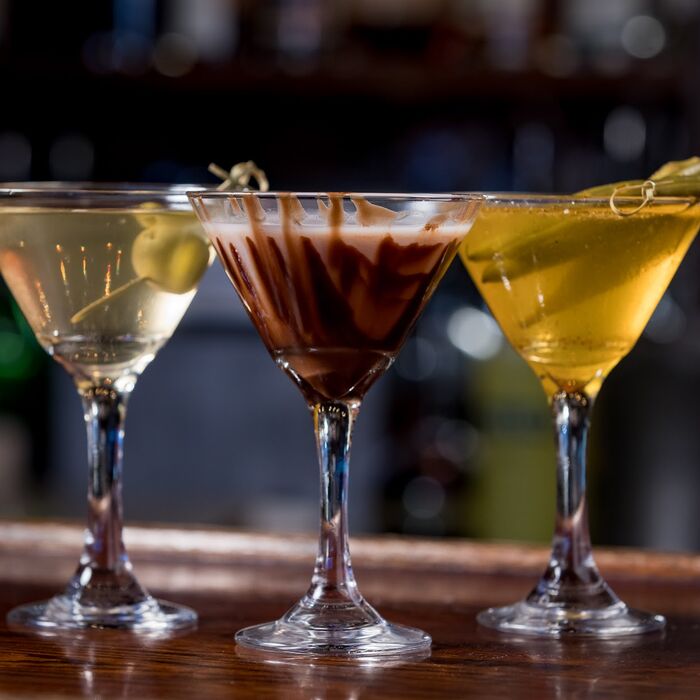 Cajun martini with pickled pepper garnish at Duvic's