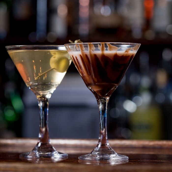 Chocolate martini with chocolate drizzle at Duvic's