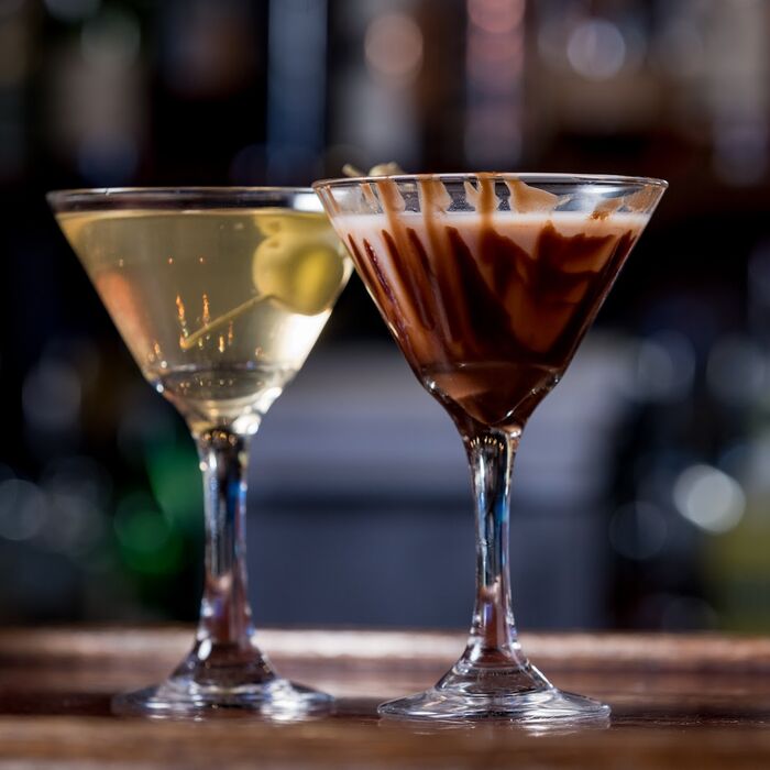 Dirty martini with olives at Duvic's