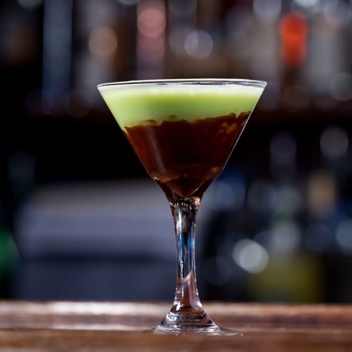 Mint Chocolate martini, layered green and chocolate